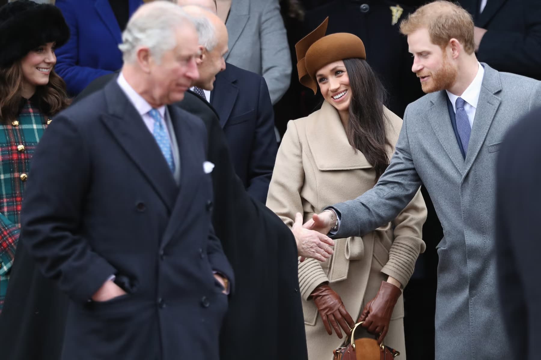 Members of the British royal family attending church at Sandringham